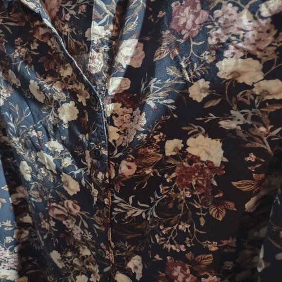 Croft & Barrow long sleeve button collar floral shirt casual Sz L - Picture 3 of 9